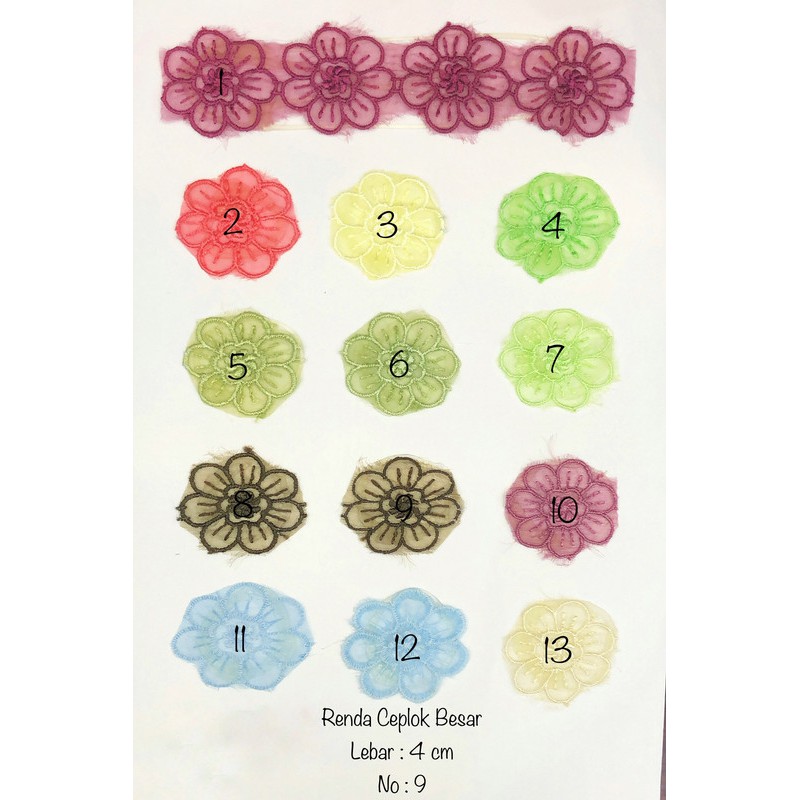 Renda Ceplok Besar, Renda Baju, Renda Bordir, Renda Giper, Renda Katun, Lebar 4 cm