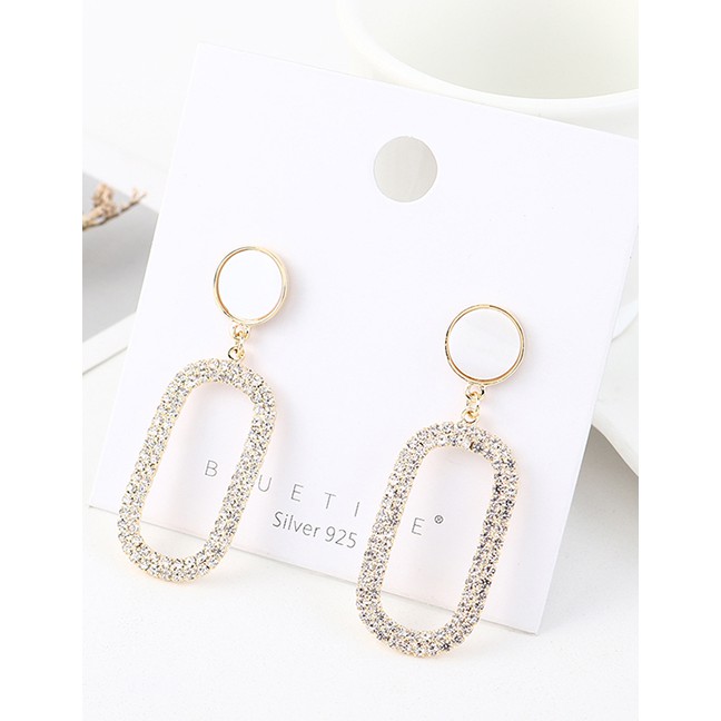 LRC Anting Tusuk Fashion Golden Resin Cutout Geometric Earrings With Diamonds Y63212