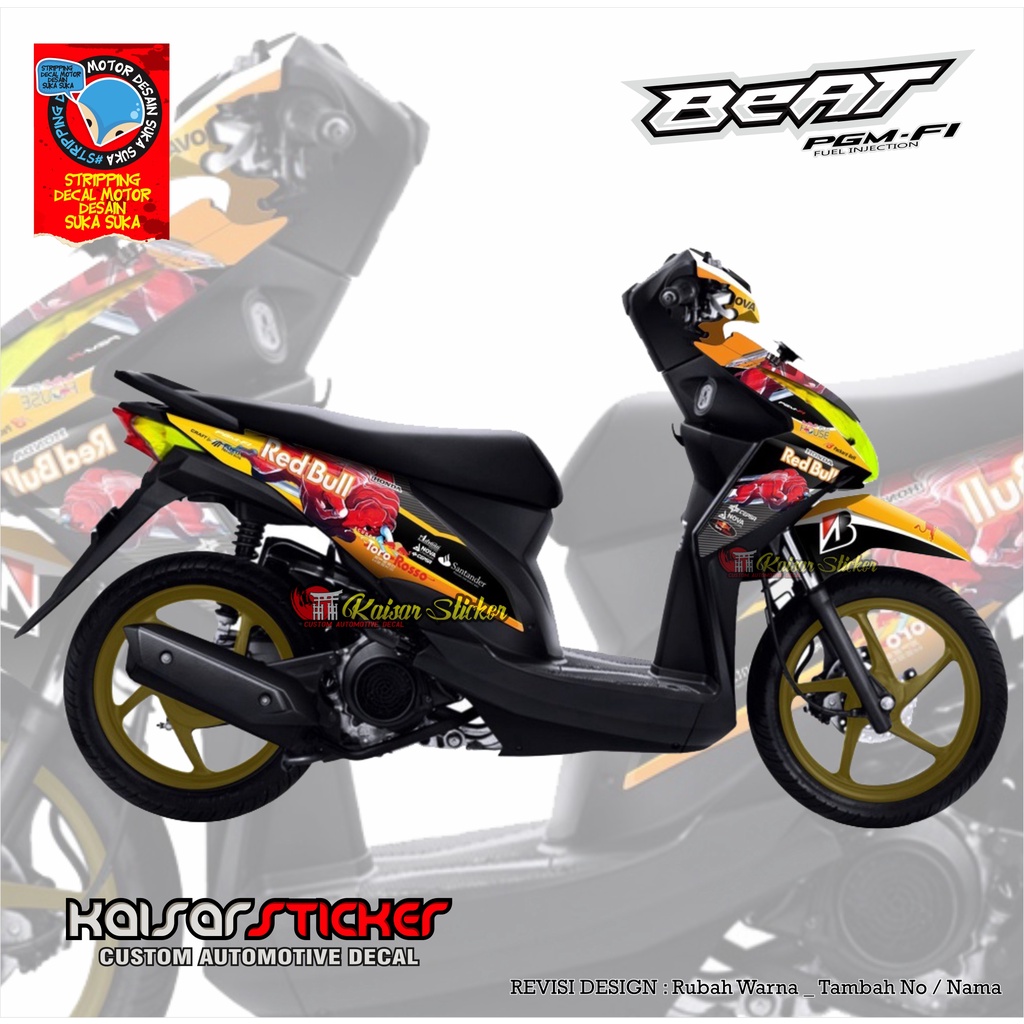 Sticker Striping Motor Stiker Decal Beat Fi Redbull Full Body