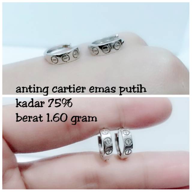 Anting cartier emas putih kadar 75 persen 1.60 gram