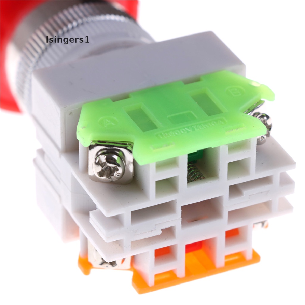 (lsingers1) Tombol Tekan DPST 1NO 1NC AC 660V 10A Bentuk Jamur Warna Merah