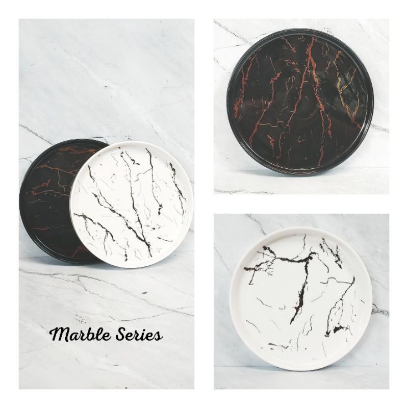 PIRING MAKAN MARBLE/PIRING KERAMIK MARBLE/PIRING AESTHETIC/PIRING STACK MARBLE - STACK PLATE MARBLE