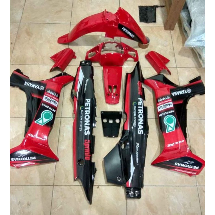 COVER BODY HALUS FULL SET KOMPLIT YAMAHA FIZ R PETRONAS MERAH BONUS STRIPING BODY SET