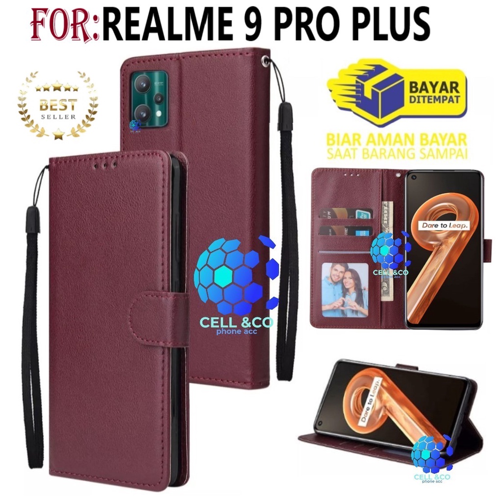 NEW REALME 9 PRO PLUS CASE FLIP LEATHER WALLET PREMIUM FLIP CASE BUKA TUTUP KESING HP CASING FLIP CASE REALME 9 PRO PLUS