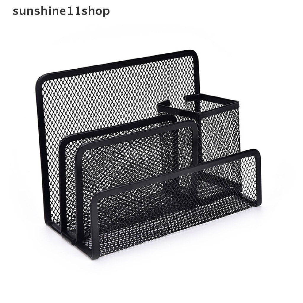 Sho 1pc Rak Organizer Mesh Hitam Holder Kertas File Surat Untuk Meja Kantor