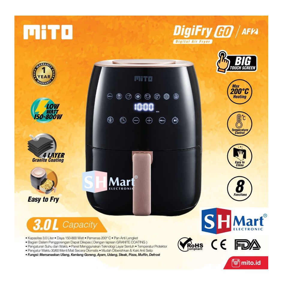 MITO AIR FRYER DIGITAL AF2 / AF-2 DIGIFRY GO KAPASITAS 3 LITER (NEW)