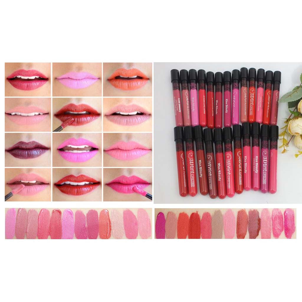 Kiss Beauty 3D Tint Lipgloss Crystal Shine 24 Hours Long Lasting Ecer Minimal 3pcs