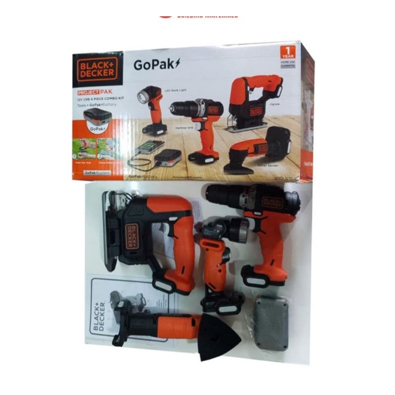 BLACK+DECKER GOPAK 4 TOOL COMBO KIT 4 IN 1 PERKAKAS BDCK123S1S-B1