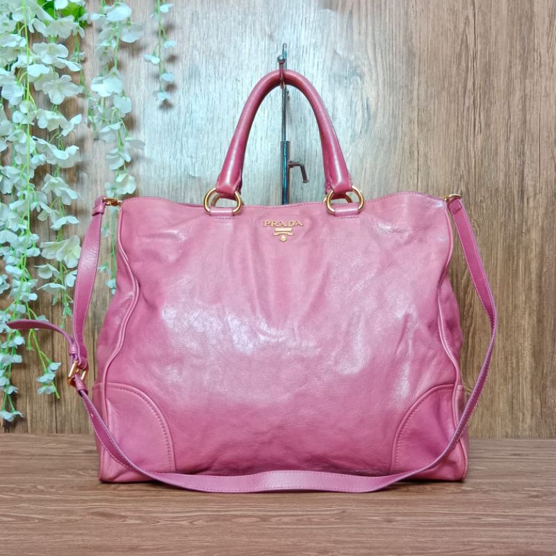 tas kulit asli prada tote original