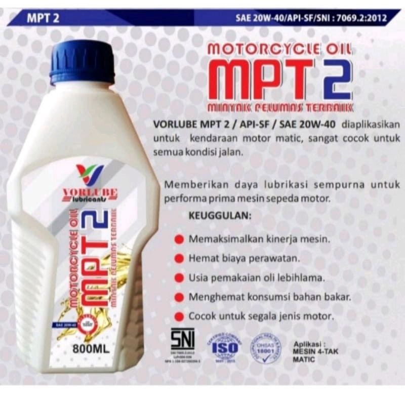 Oli Matic MPT 2  Vorlube - Oli Murah SNI