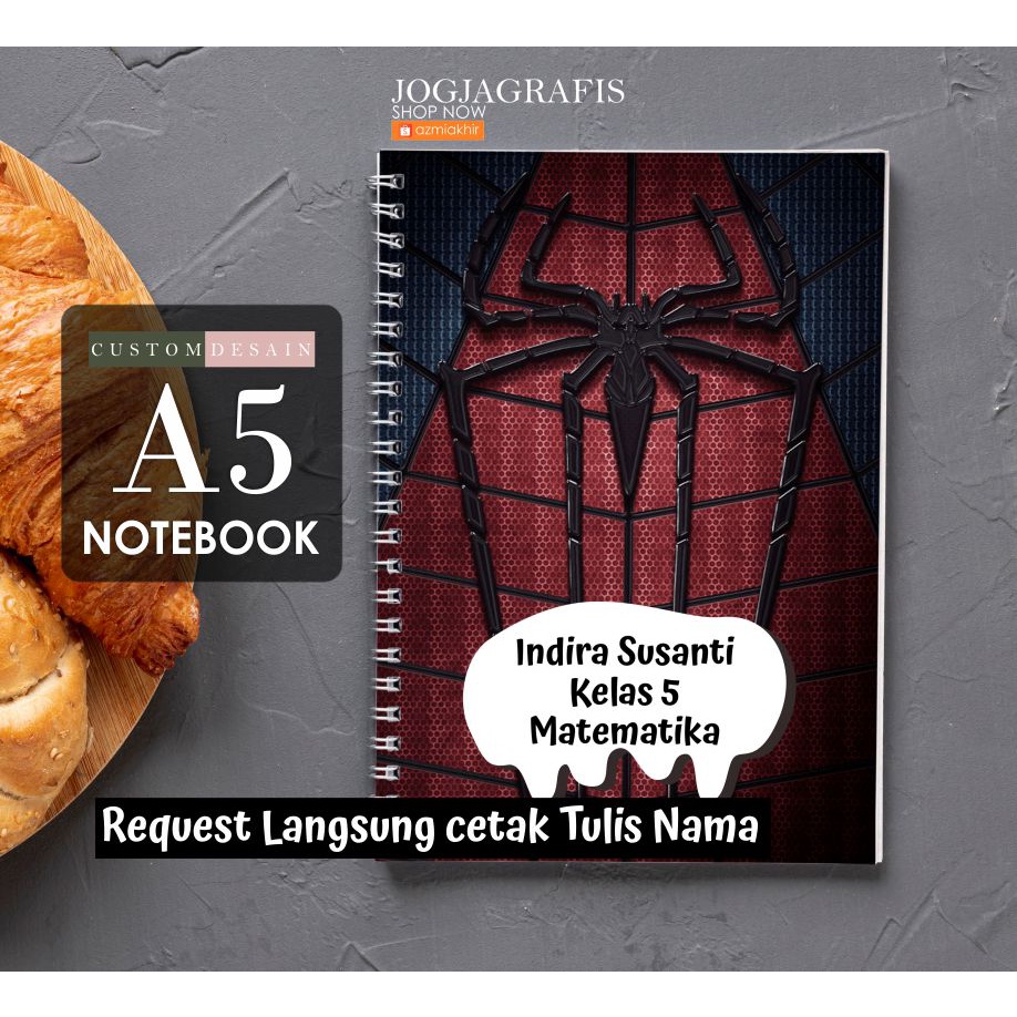 

Notebook Anime Super Hero Spiderman A5 Custom Desain / BUKU TULIS CUSTOM / bloknot Spiral / Buku tulis anak spiral [ tanpa minimal order ]