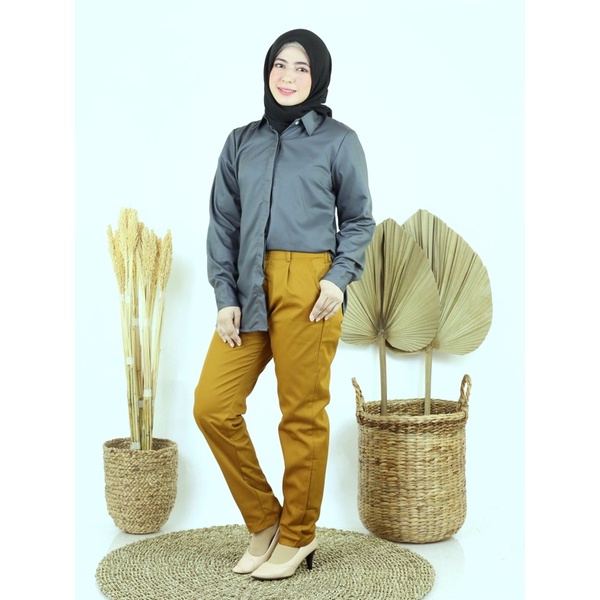 Kemeja Toyobo jumbo/kemeja basic polos Ld 110cm Ld 120 cm-Jumbo abu gelap