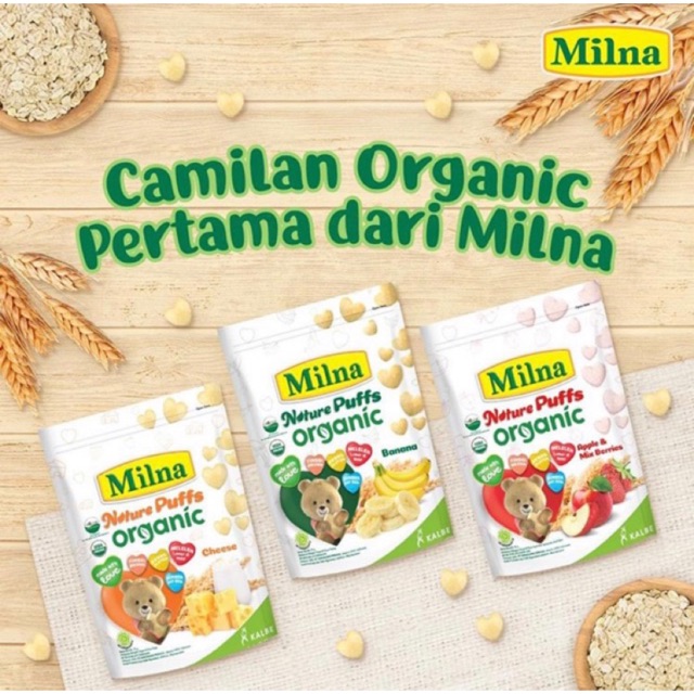 MILNA Nature Puff Organic 15gr (ada 3 varian) / Milna Puffs Organic Biskuit Bayi