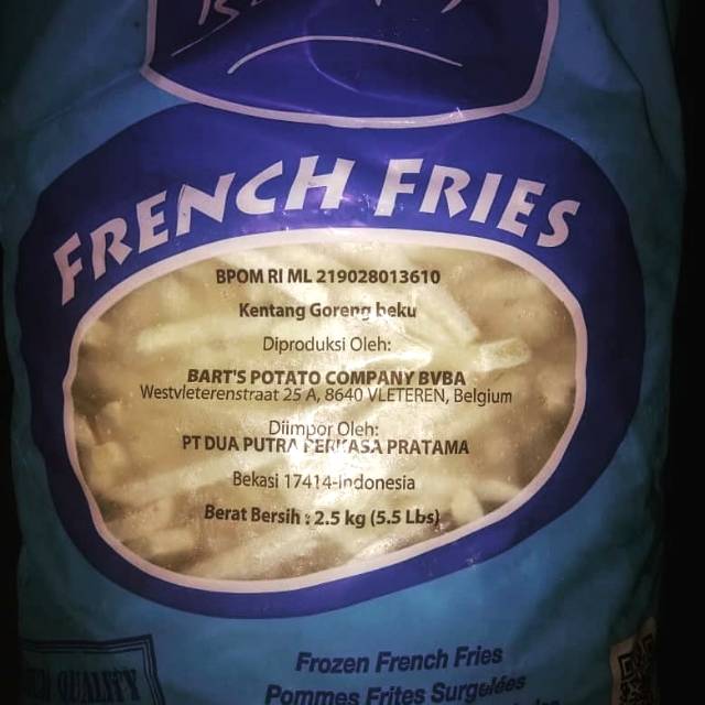 

Bart french fries 2,5kg