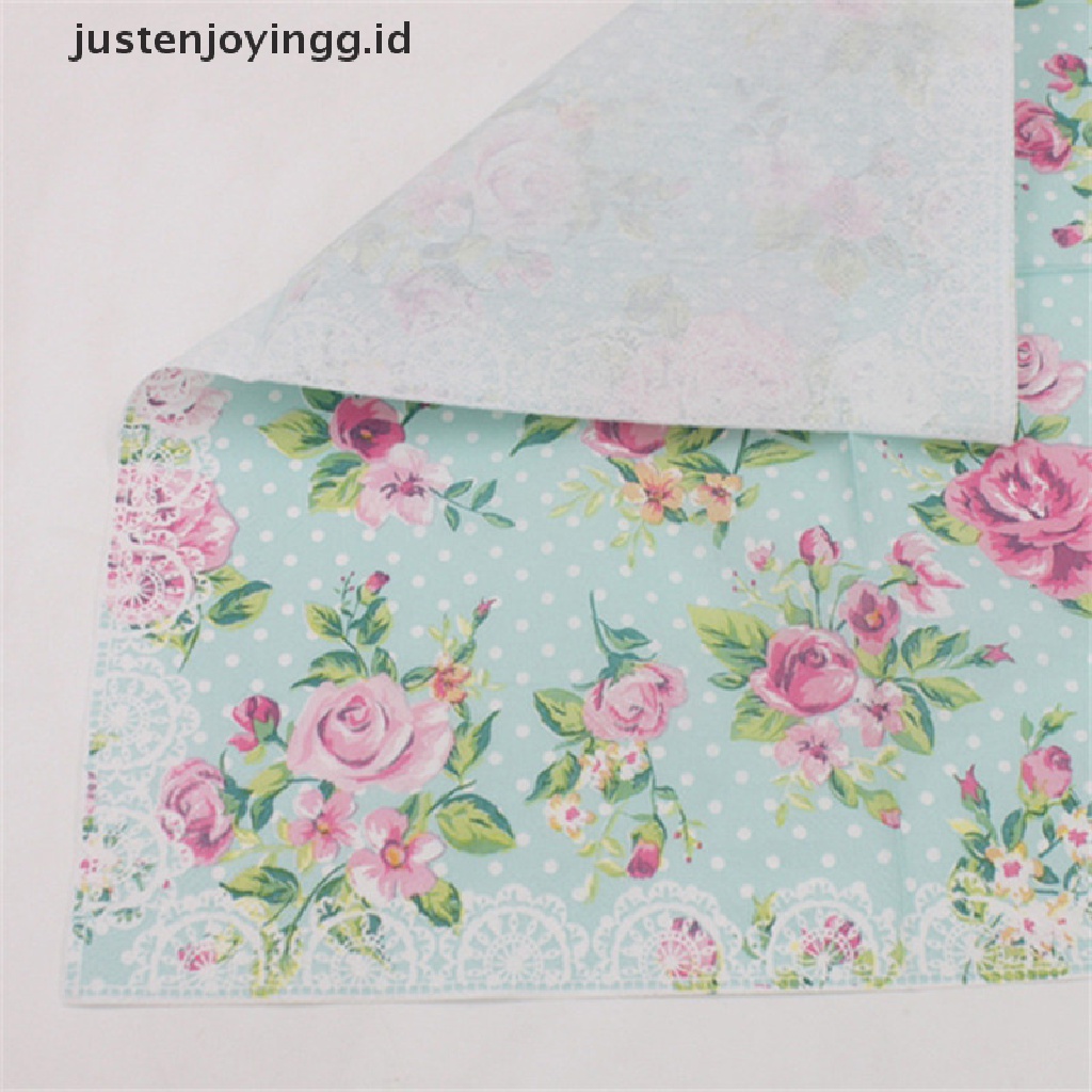 // justenjoyingg.id // design color printing paper napkins rose festive party tissue floral decoration 20pcs ~