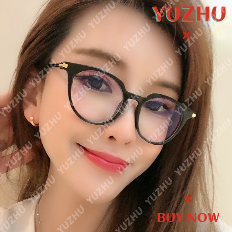 (YUZHU) Minus 0°-400° Korean Design Retro Frame Kacamata Anti Radiasi Lensa Transparan Wanita/Pria