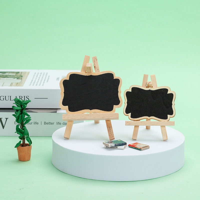 Papan Tulis Kapur Kecil Mini Chalkboard Blackboard Papan Tulis Hitam Mini Stand Board Kayu