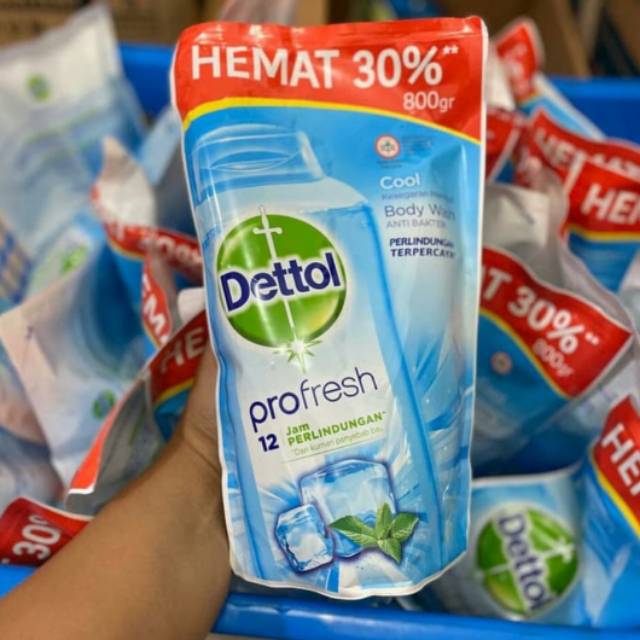 Dettol bodywash refill 800 ml profresh cool biru dettol