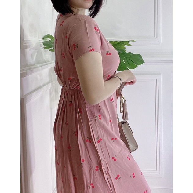 MIDI DRESS RAYON KANCING DEPAN ELEGANT BAJU HANG OUT RAYON PREMIUM TEBAL