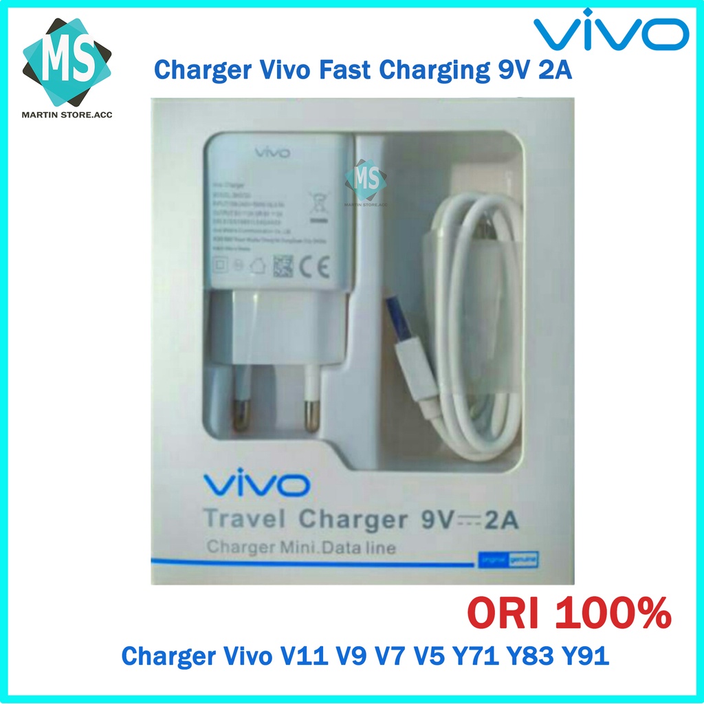 Charger VIVO Original 100% Fast Charging 9V-2A / Charger Vivo V11 V9 V7 V5 V5max V3max Y71 Y83 Y91