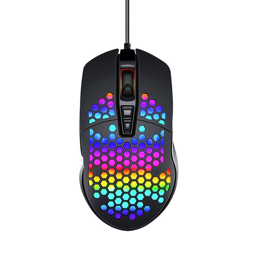 Mouse Kabel Terang Untuk Gaming Honeycomb Mouse Hollow Hole Bright Wired Mouse Mouse Mouse Gamer Optik Dengan LED RGB