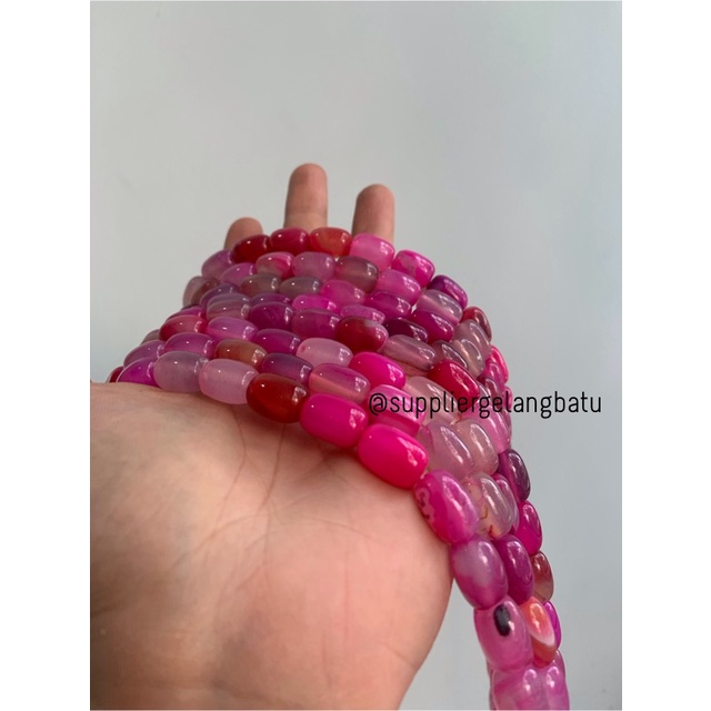 batu alam Penden tabung purple agate 10mm bahan gelang kalung agatis