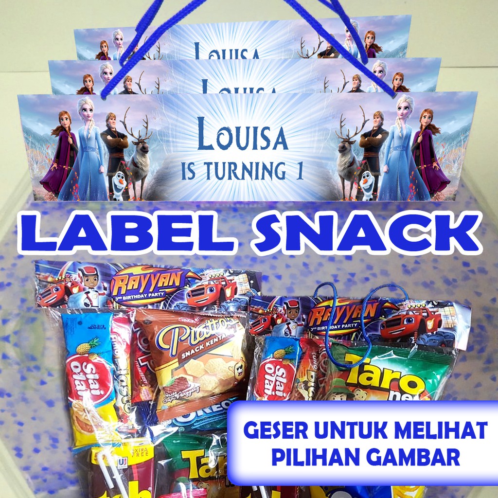 

LABEL PLASTIK SNACK TEMA FROZEN ULTAH / ULANG TAHUN LEBAR 20CM