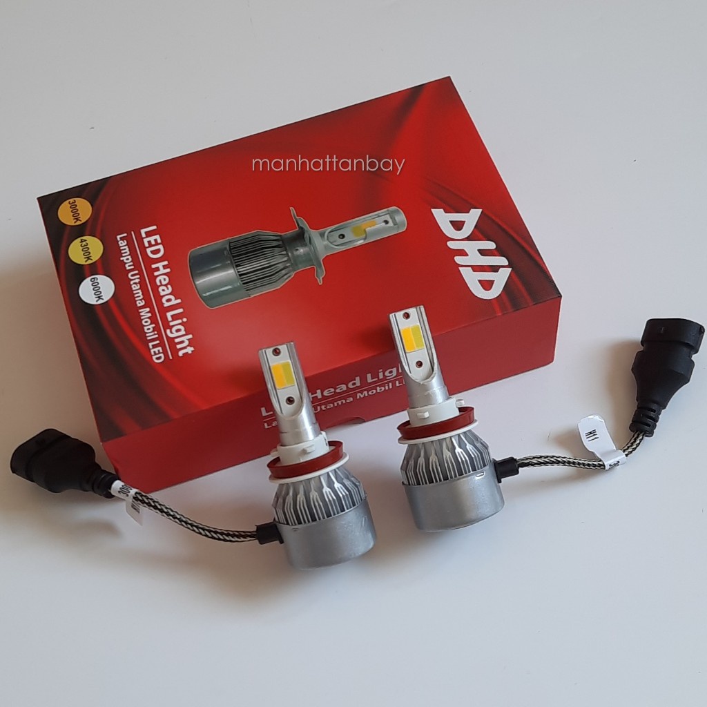 Sepasang (2pcs) Lampu LED 3 Warna DHD Soket H11, HB3, HB4, H7