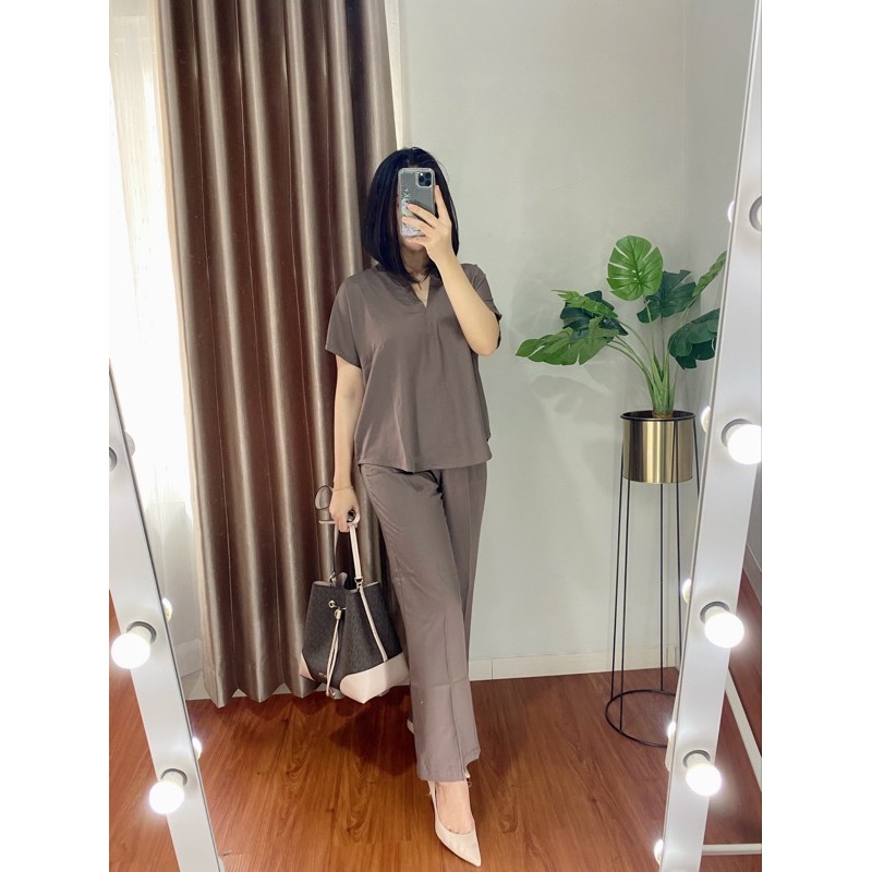 ONE SET TWILL PIYAMA SET TWILL/PAJAMAS/DAILY ONE SET/SETELAN / SETCEL / KEMEJA RAYON / RAYON TWILL-choco ( RAYON TWILL