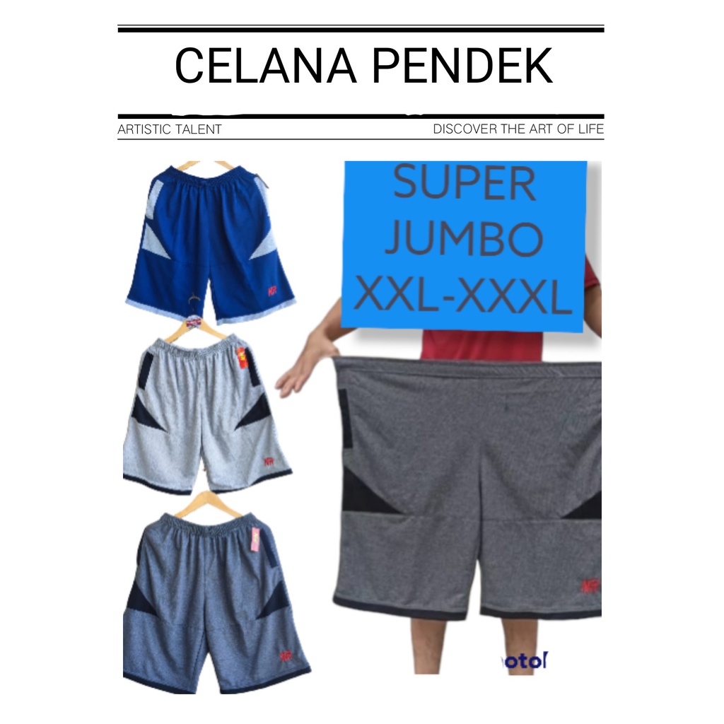 CELANA PENDEK JUMBO PRIA DAN WANITA BIG SIZE XXL-XXXL PINGANG KARET MELAR