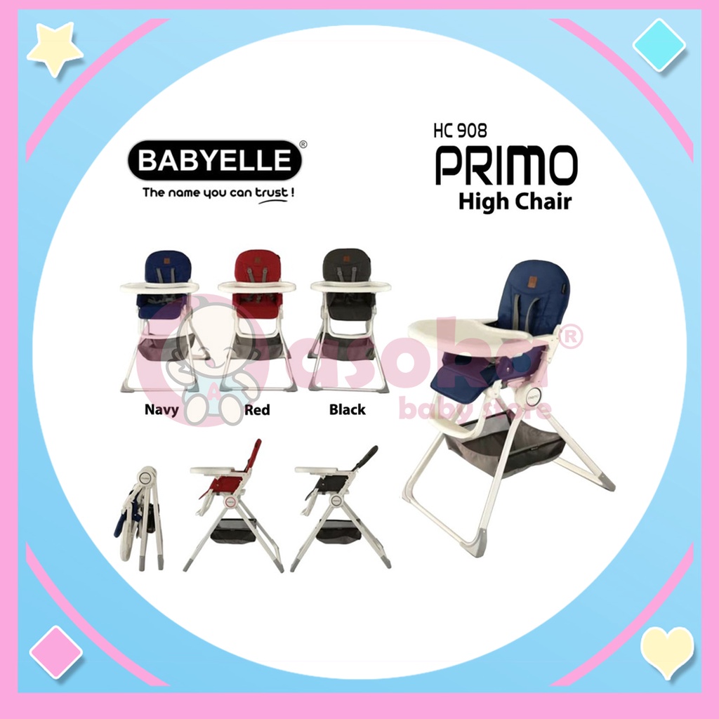 Babyelle High Chair Primo BE-908 - Kursi Makan Bayi ASOKA