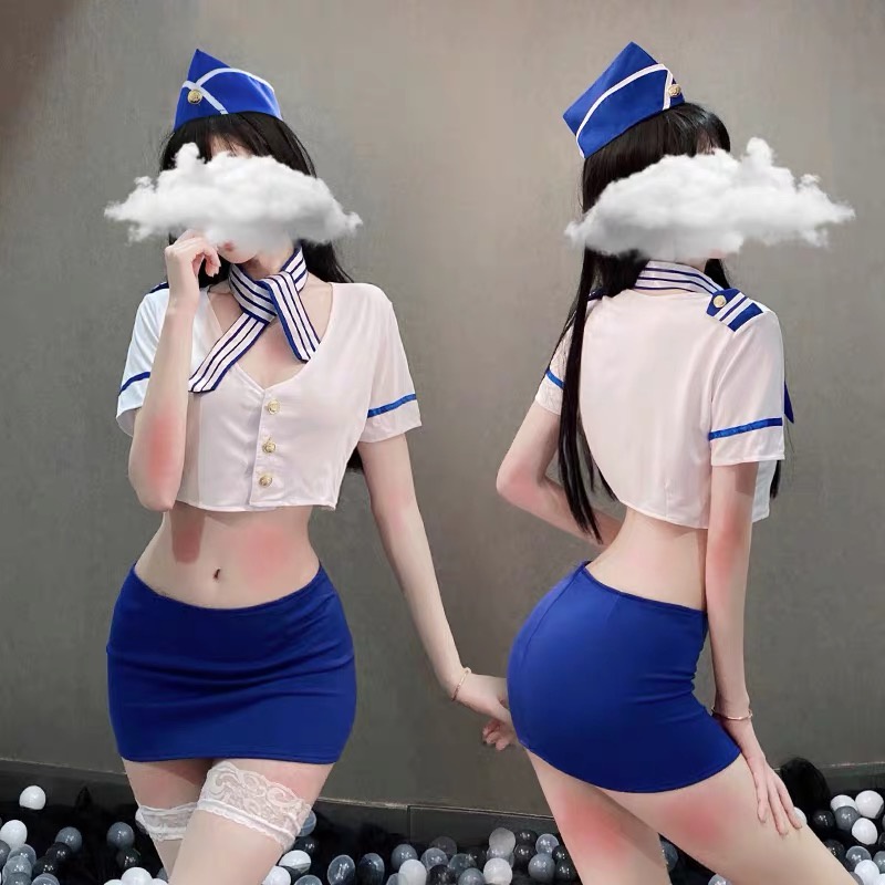 Lingerie Set Sexy Stewardess Cosplay Costume Pramugari Kostum A130