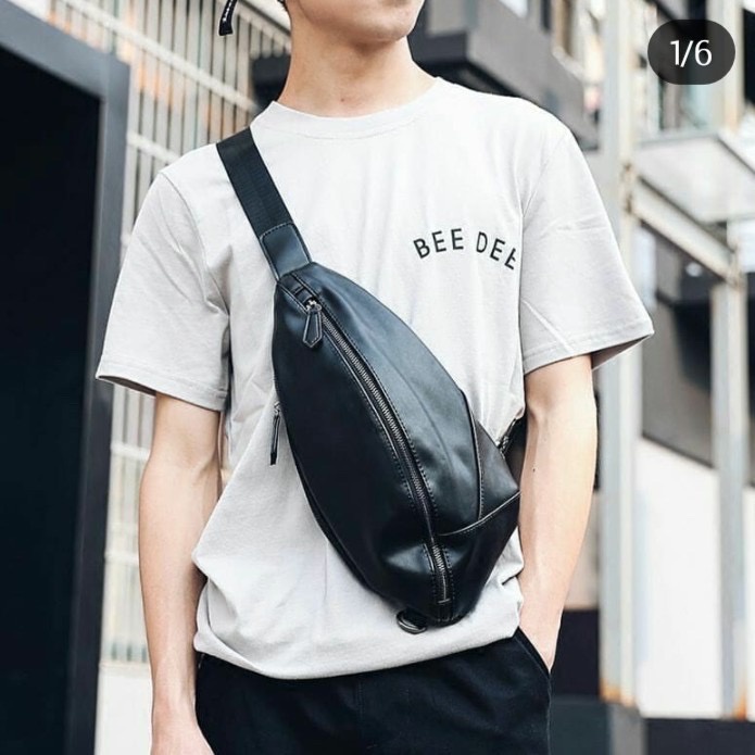 ONLYONE12 Tas Selempang Pria Model Lonjong Kulit / Tas Pria Tas Selempang Dada / Waistbag Pria