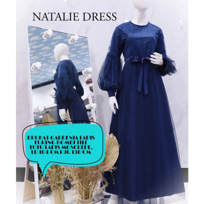 MAXY NATALIE MUTIARA, BRUKAT TILE FURING, MAXY DRESS