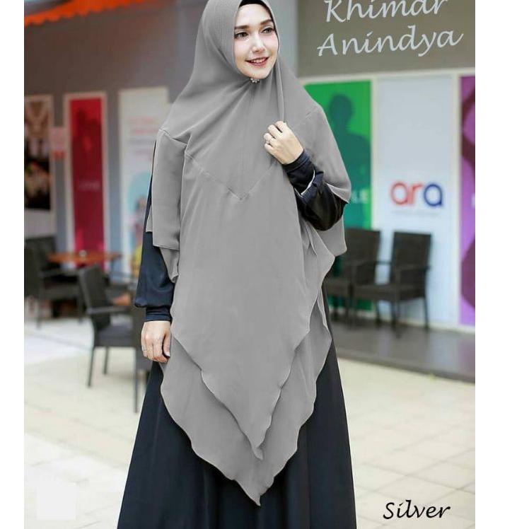 ❅ Jilbab Hijab Kerudung Bergo Khimar Instan Syari 2 Layer Anindya Ceruty Babydoll Jumbo Panjang Mura