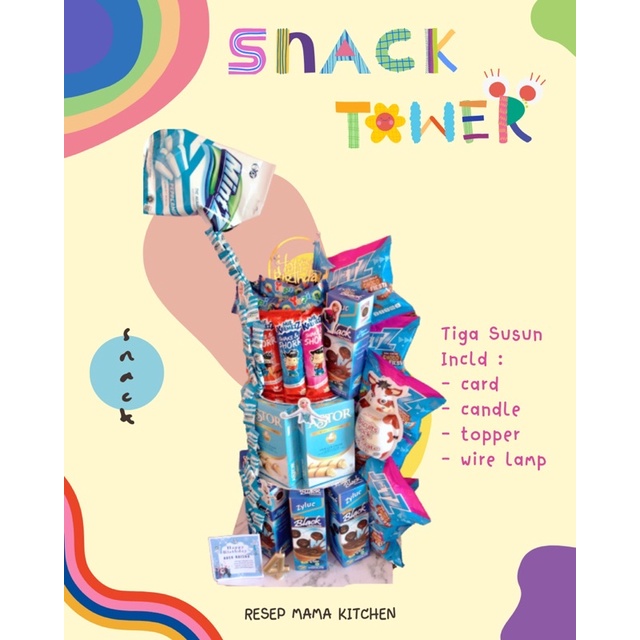 3SUSUN SNACK TOWER-SNACK CAKE-SNACK TART-KADO ULANG TAHUN-HAMPERS SNACK TOWER