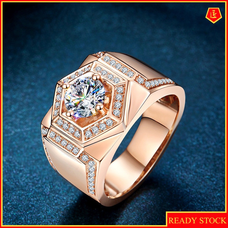 [Ready Stock]S925 Moissanite Platinum Diamond Ring 18K Rose Gold