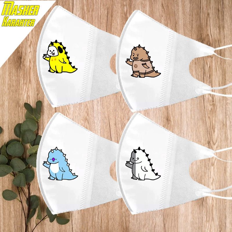 MASKER DUCKBILL PRINT KARAKTER BT 21/PUTIH 3PLY EARLOOP