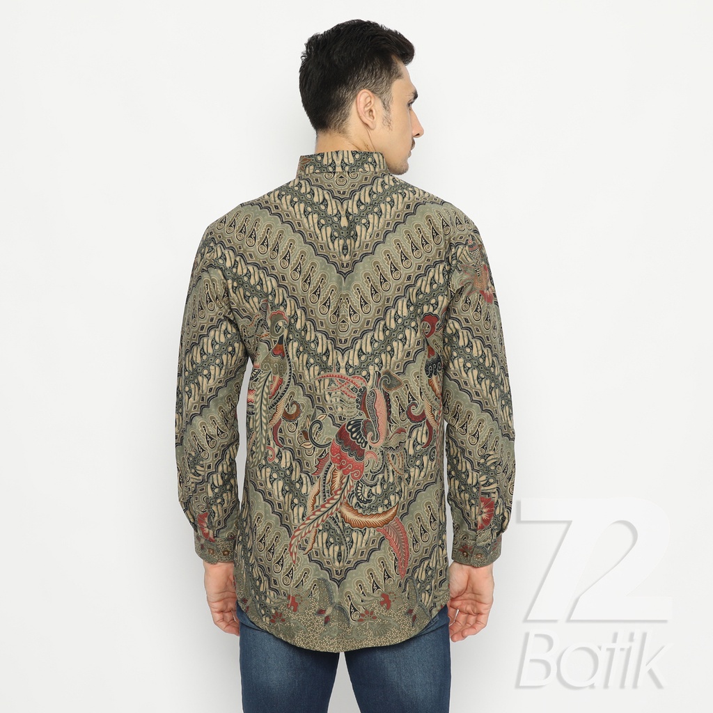 BATIK COUPLE MODERN Kemeja Rok Lilit Instan Batik Pria Lengan Panjang Premium Motif Parang Seling Kusumo Hijau Terang 728767 Cap 72 - Baju Kemeja Atasan Pakaian Batik Couple Cople Pria Cowok Laki Laki Remaja Keluarga Lengan Panjang Modern Slimfit Premium