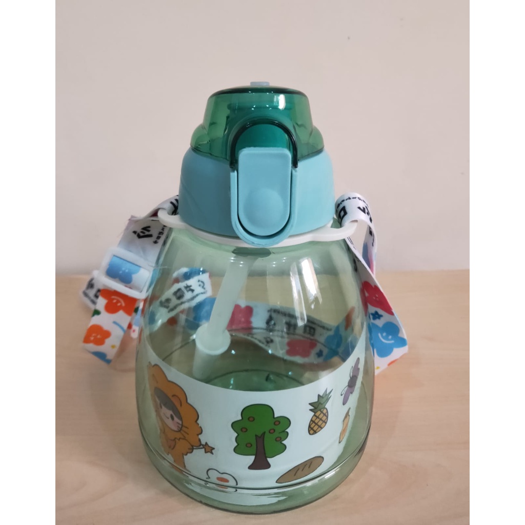 Botol Minum Anak Big Belly Children Cup 800ml + Sticker + Sedotan + Tali Motif Warna warni