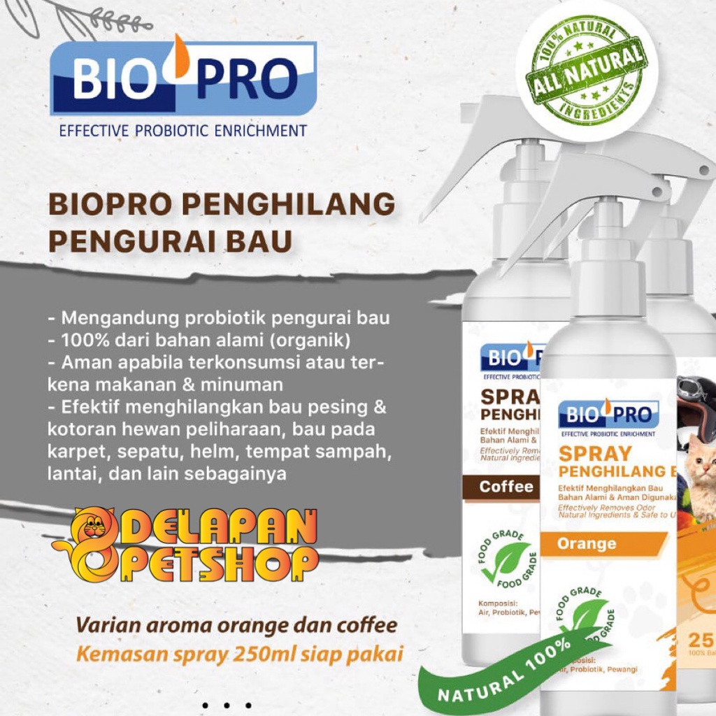 BIOPRO Spray 250 ml Desinfektan Alami / Penghilang Bau Kotoran Hewan