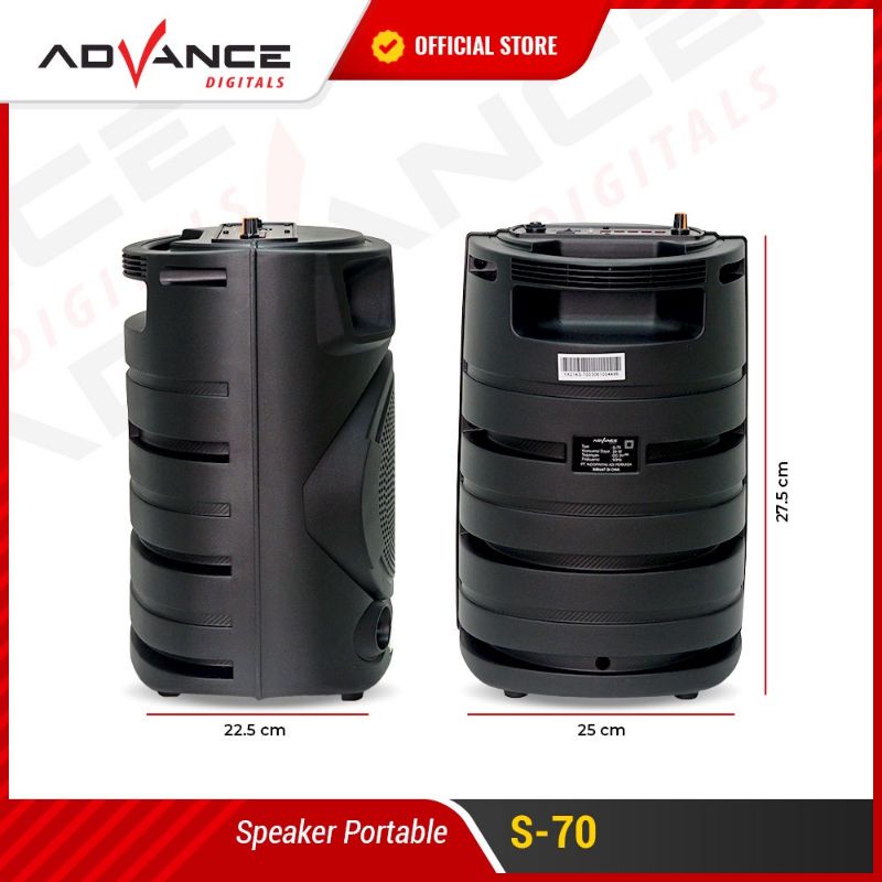 Speaker Advance S 70 BT Bluetooth Plus Mic Karaoke Advance S70 Speaker Meeting 8&quot; inch s70 Wirelles Portable