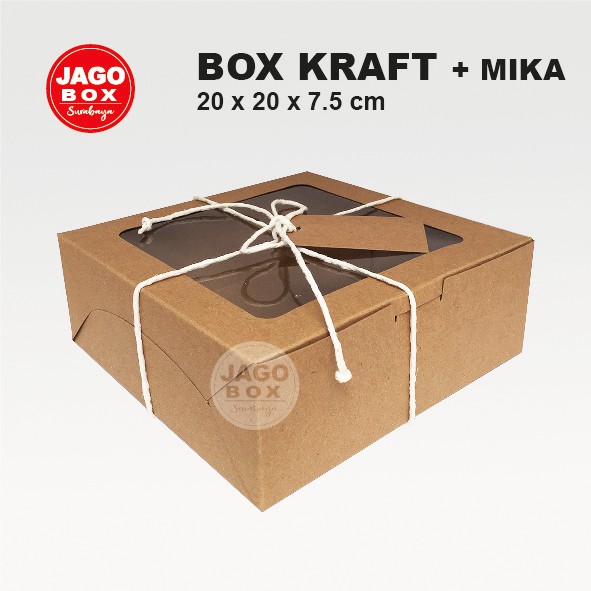 Box Kotak Dos Nasi Kue Snack Kraft 20 x 20 x 7,5 cm Lubang Mika