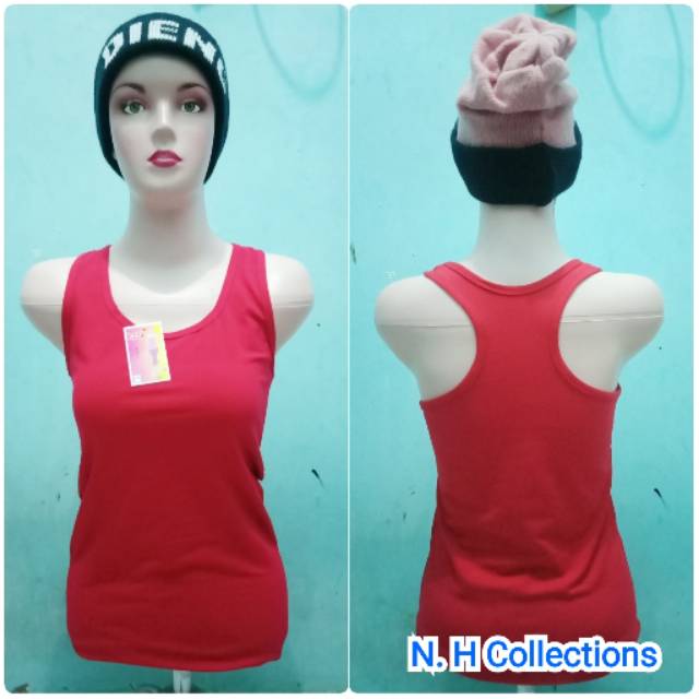 Tank top tali silang wanita spandek katun