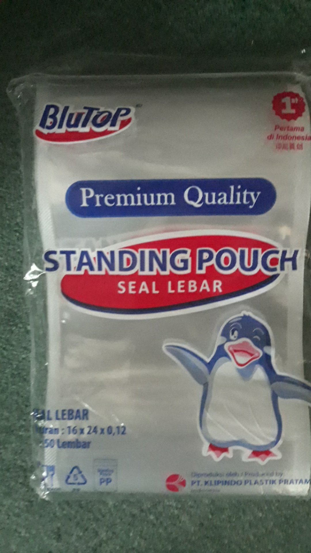 Plastik Pp Klip Standing Pouch Seal Lebar Ukuran 16 Cm X 24 Cm