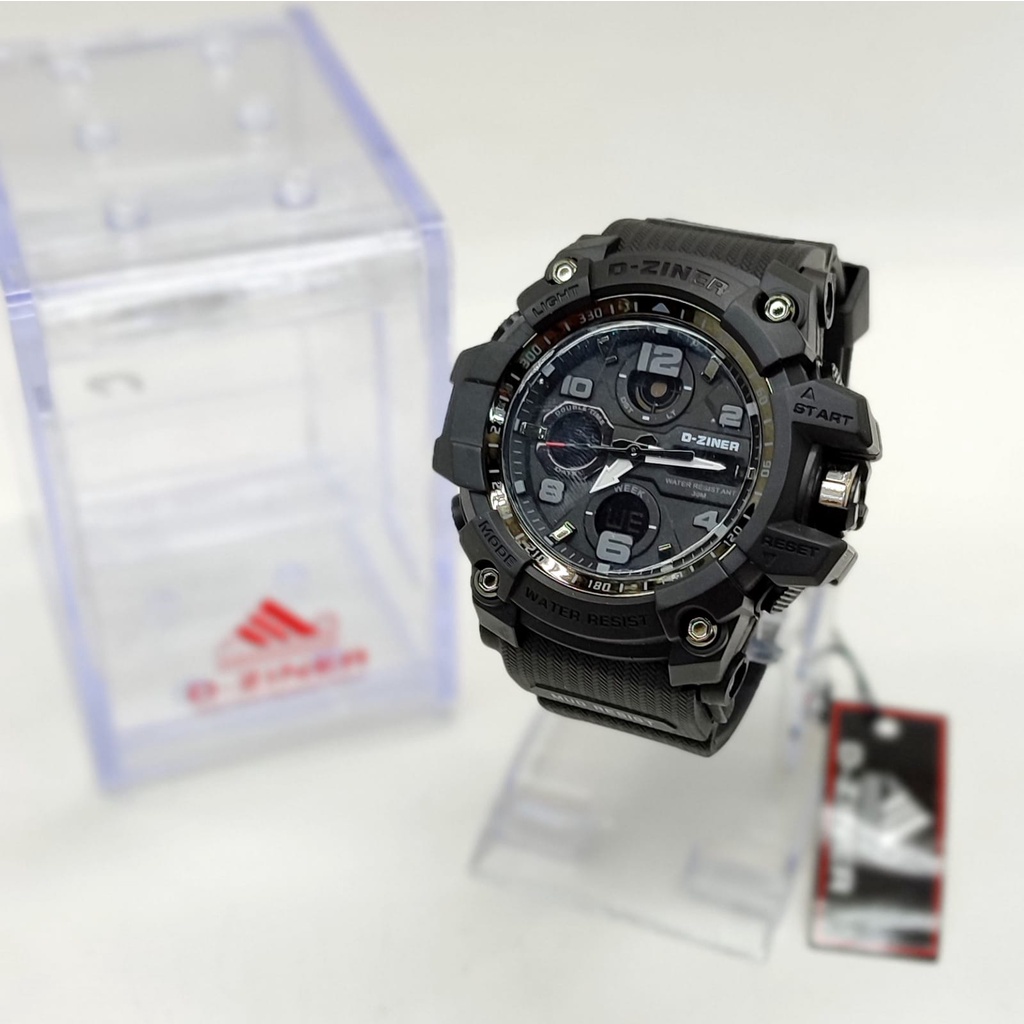 Jam tangan pria D-ziner 8196 tali rubber dual time