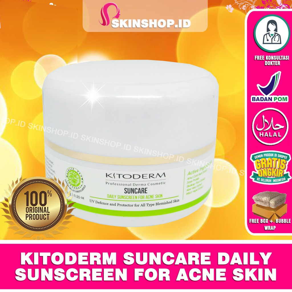 Kitoderm Suncare Daily Sunscreen for Acne Skin 10gr Original / Tabir Surya Jerawat Cream BPOM Aman