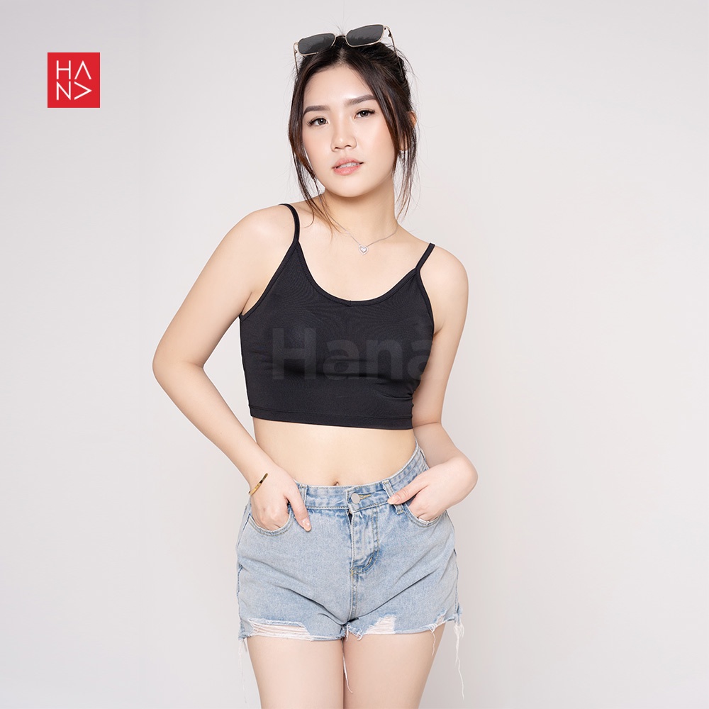 (COD) HanaFashion - Aurora Basic Tank Top Crop S - XL Wanita - TT035-Black