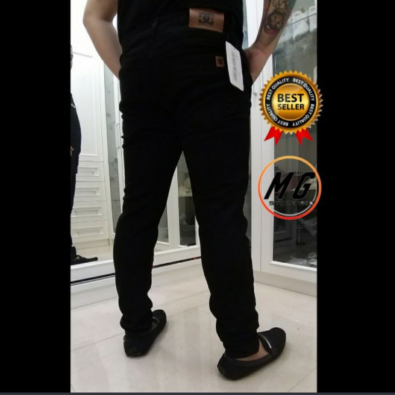 CELANA PANJANG JEANS HITAM PEKAT PRIA LAKI LAKI STRET SLIM FIT DENIM SKINNY