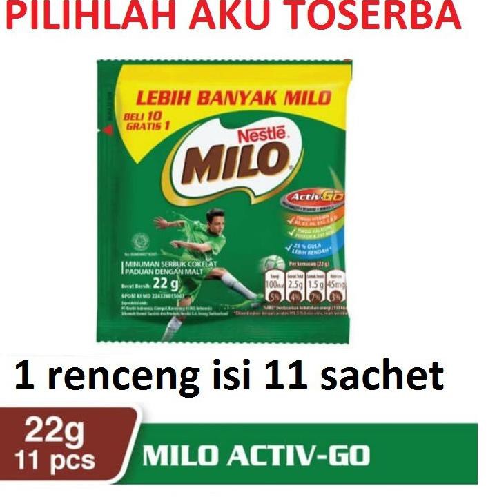 

SALEE! Milo Renceng Activ-Go Cokelat Malt 22 gr x 11 sachet ( HARGA RENCENG )
